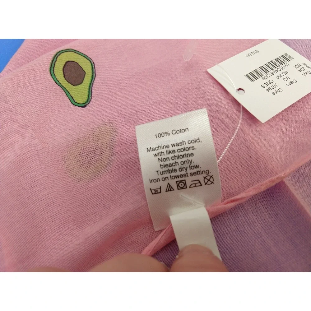 J Crew Pink Avocado Scarf Wrap 100% Cotton J0794